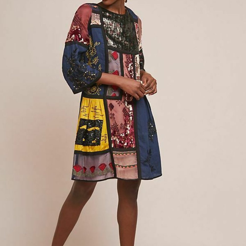 NEW Anthropologie let me be dress Armana Patchwork